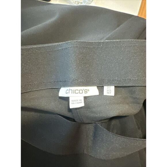 Chicos Ponte Slim Leg Pull On Pants Women 3T Us 16Tall Black Slit Front-Stretch - Picture 2 of 14